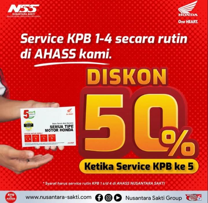 Diskon 50%  KPB Ke 5 dari AHASS Kedaton 