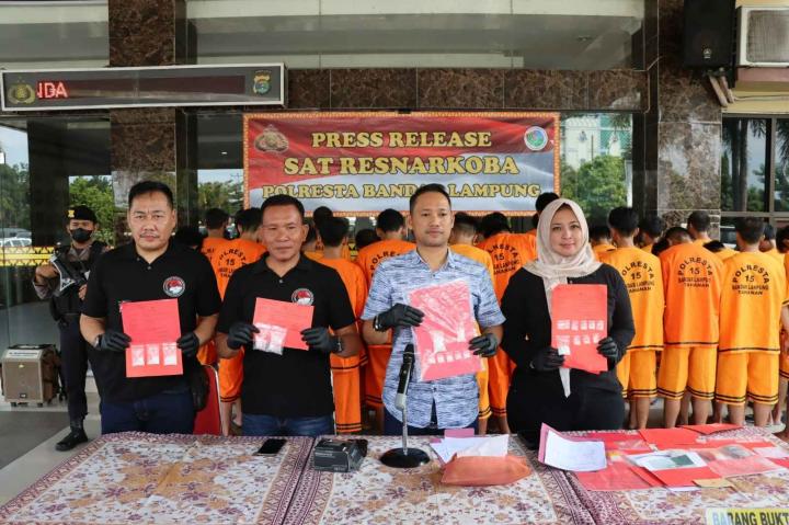 23 Kasus dan 35 Tersangka Diungkap Satresnarkoba Polresta Bandar Lampung Selama Juli 2023