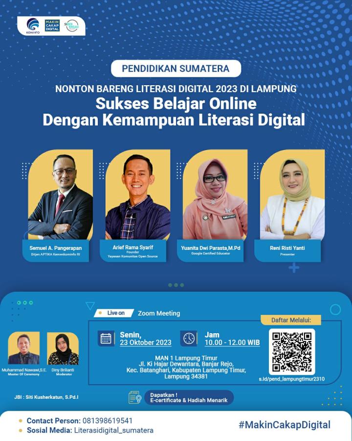 Pelajar MTs dan MA di Lampung Timur Dibekali Sukses Belajar Online Dengan kemampuan Literasi Digital