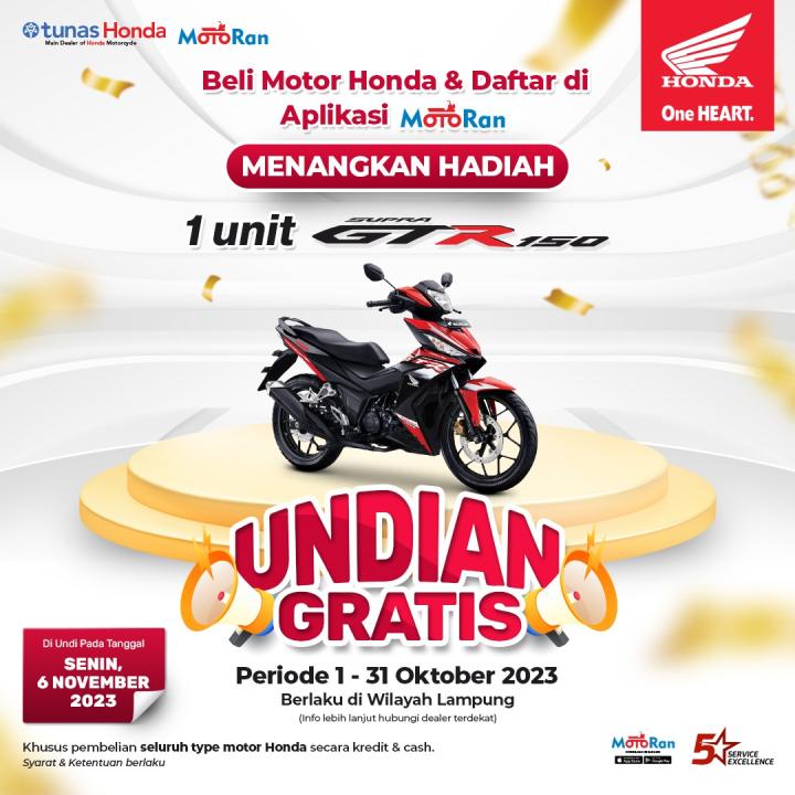 Undian Gratis Dari Honda,Menangkan 1 Unit Supra GTR  150 