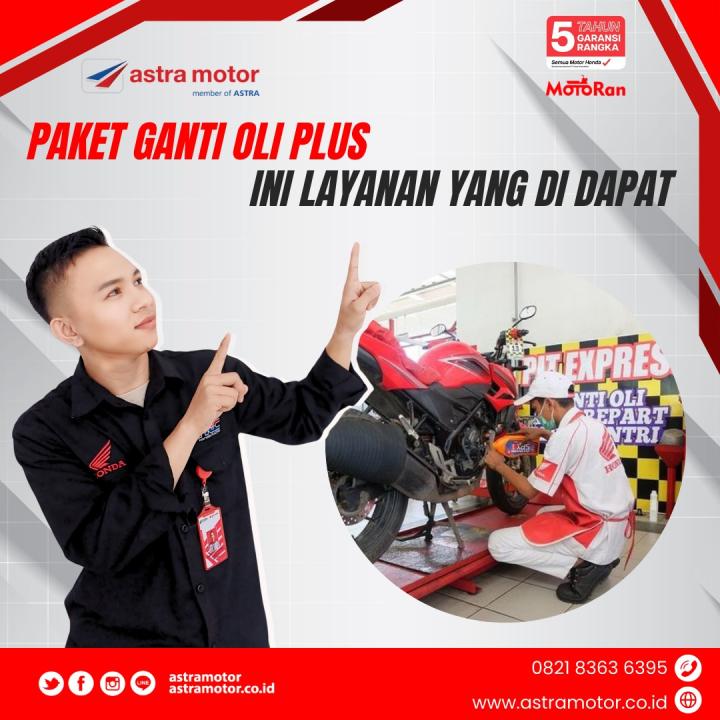 Servis Motor Honda di AHASS Pilih Ganti Oli Plus, Ini Sederet Layanan Yang di Dapat 