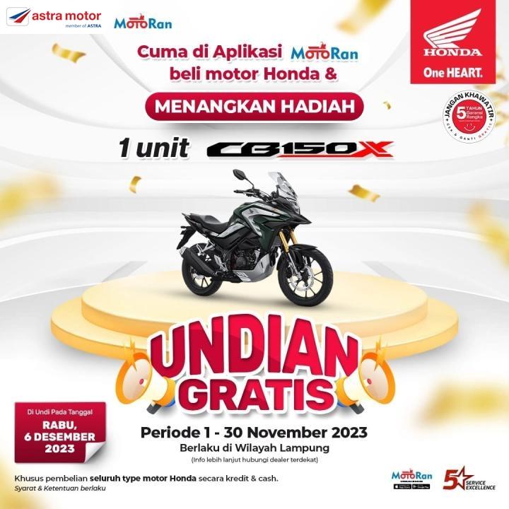 Bisa Dapat Honda CB150X, Beli Motor Dengan Aplikasi MotoRan 