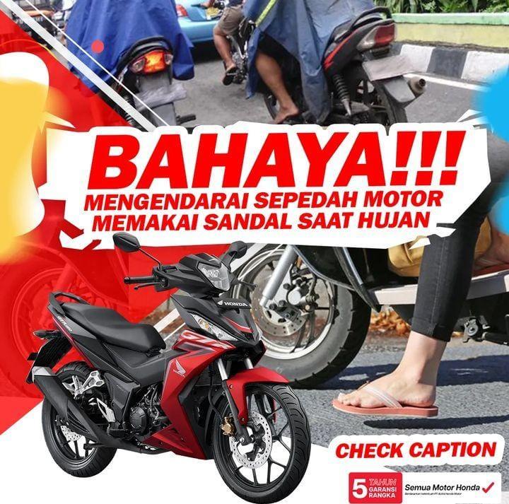 Bahaya Mengendarai Sepeda Motor Memakai Sendal Saat Hujan 