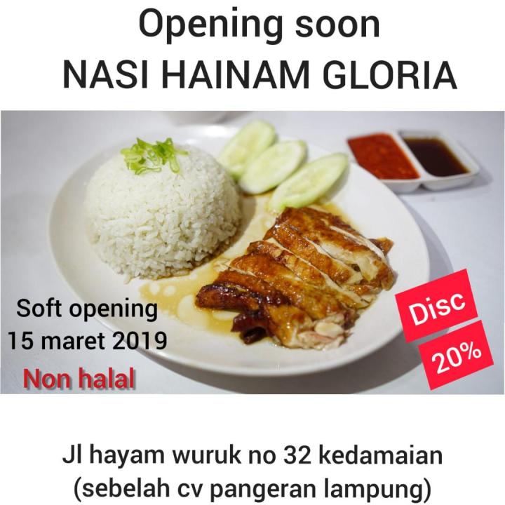 Soft Opening, Nasi Hainam Gloria Diskon 20 Persen