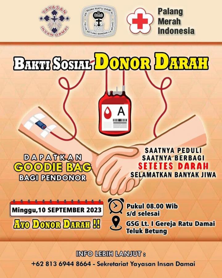 Bakti Sosial Donor Darah, Minggu 10 September 2023: Setetes Darah Selamatkan Banyak Jiwa