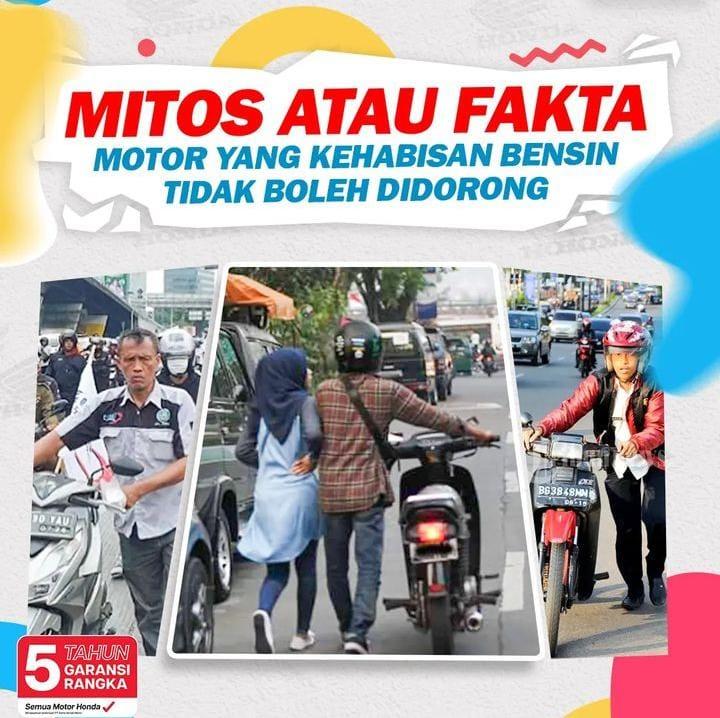 Mitos Atau Fakta Motor Yang Kehabisan Bensin Tidak Boleh di Dorong 