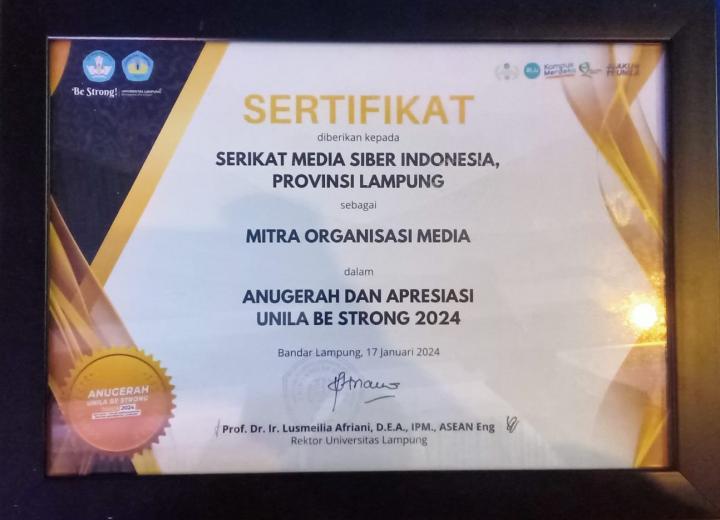 SMSI Lampung Raih Anugerah dari Rektor Unila