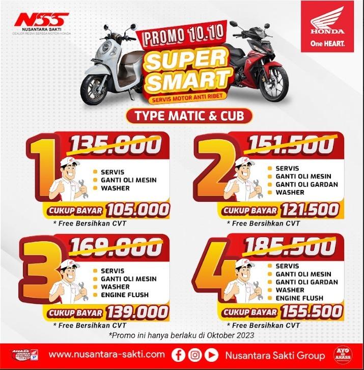 Promo Service Super Smart Promo 10.10 Service Motor Anti Ribet Type Matic dan CUB 