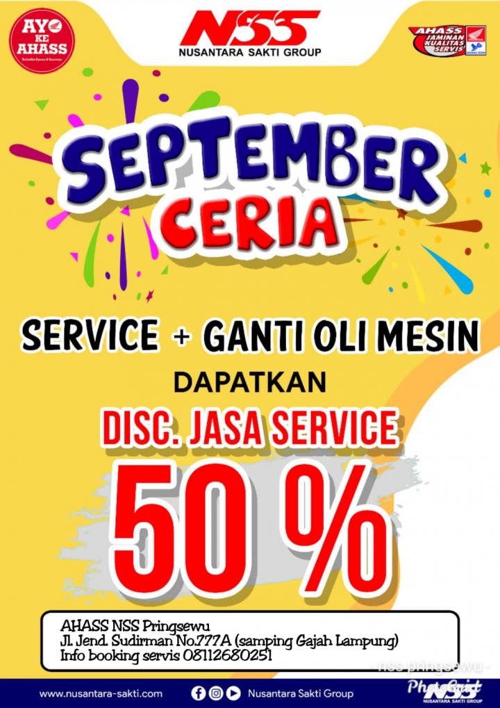 Promo September Ceria, Servis Lengkap Cukup Bayar 80rb an