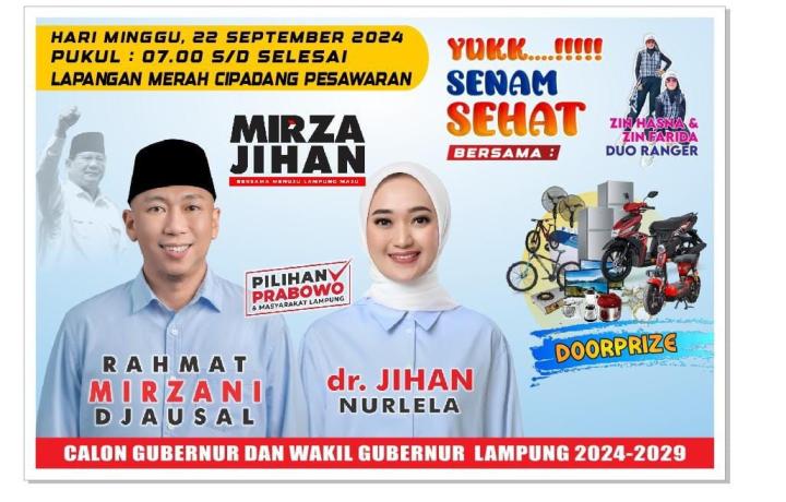 Pasangan Mirza - Jihan Gelar Senam Sehat di Pesawaran Dengan Doorprize Menarik 