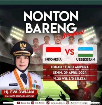 Diberi Izin Siaran, Walikota Bunda Eva Ajak Nobar Piala Asia Dukung Timnas di Tugu Adipura