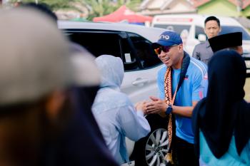 Mirza Hadiri Apel Barisan Caping Petani dan Buka Senam Sehat di Lampung Selatan 