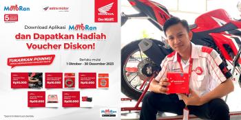 Dapatkan Hadiah Voucher Diskon Untuk Pembelian Sparepart Motor Honda di Aplikasi MotoRan  