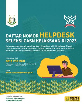 Jaring Talenta Terbaik, Kejaksaan RI Buka Helpdesk Rekrutmen CASN di 33 Kejati  