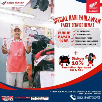 Spesial Hari Pahlawan, Cukup Bayar 97 Ribu Bisa Ganti Oli Mesin dan Jasa Service Lengkap 