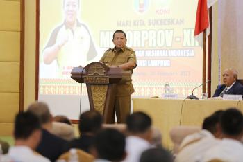 Gubernur Arinal Djunaidi Buka Musorprov XII KONI Lampung, Diharapkan Dapat Susun Program Kerja yang Mampu Diaplikasikan di Lapangan